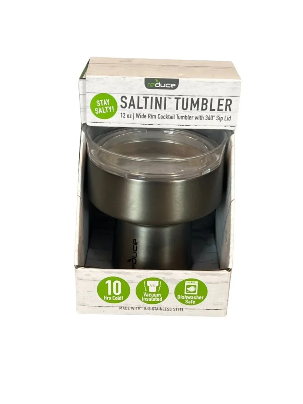 Saltini Tumbler Outdoor Margarita 12‎ oz Cocktail Salt & Sip Saltable Lid NEW
